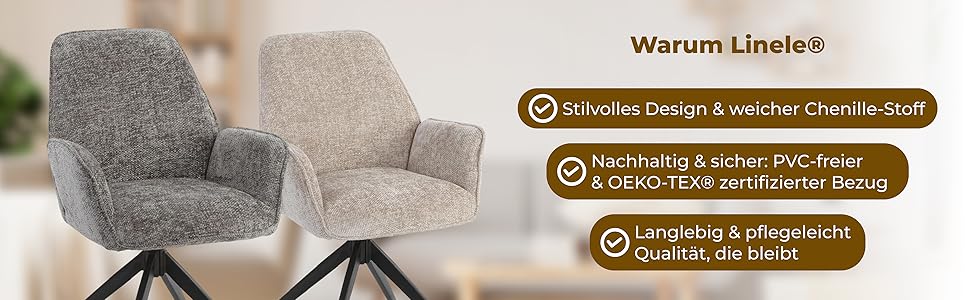 Обідні стільці 2 шт. темно-сірого кольору – поворотні на 360° з м'яким велюровим покриттям – функція повернення з пружинним механізмом – сучасний дизайн та легка збірка – без PFC та сертифіковані Oeko-TEX®