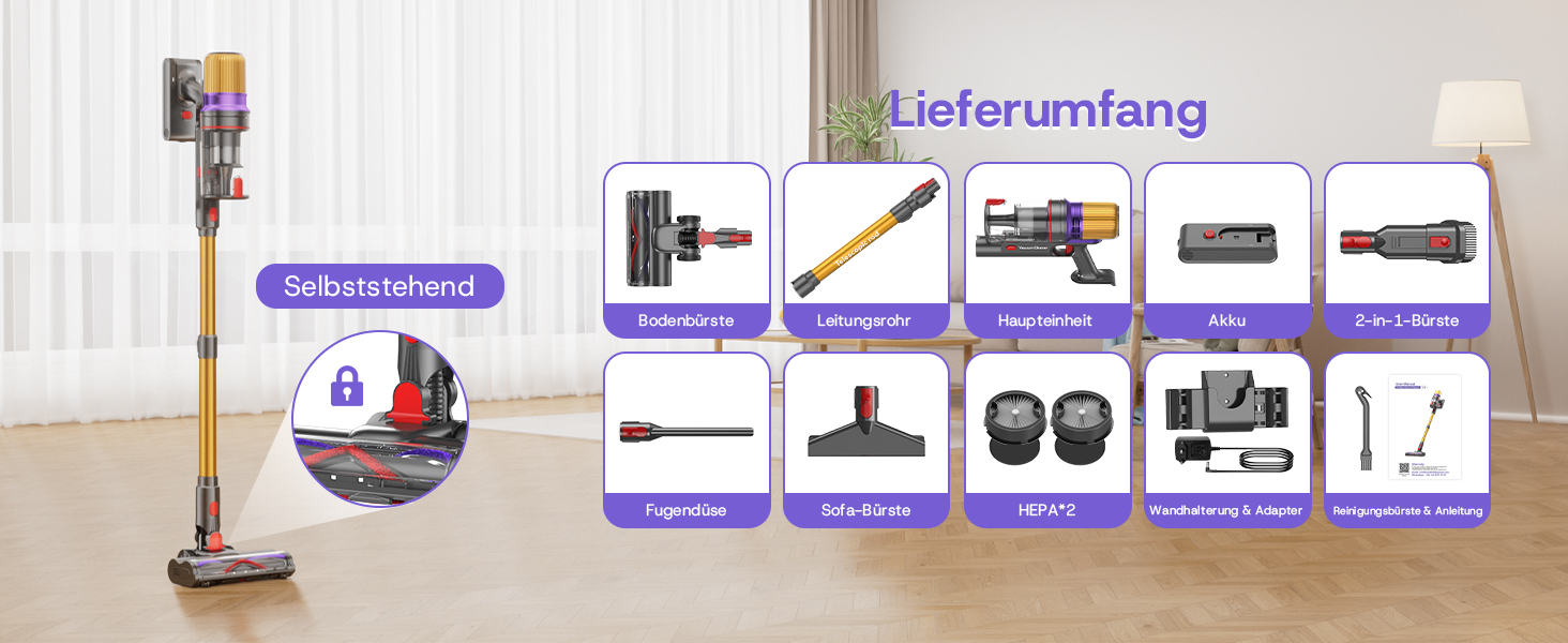 Акумуляторний пилосос V16 600W 55Kpa 80хв з LED-дисплеєм для килимів, шерсті тварин та твердих підлог