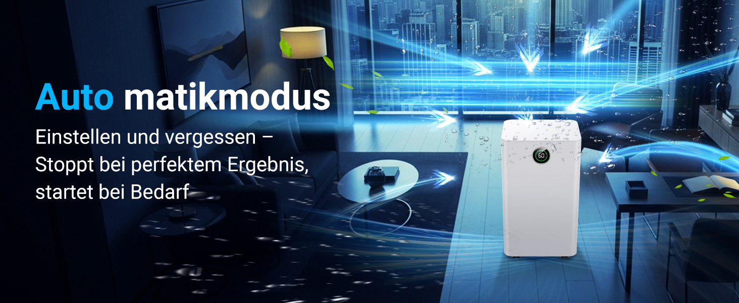 Зволожувач повітря 12л/день з датчиком вологості та LED дисплеєм, таймером, 3 режими, для спальні, офісу, підвалу, безперервна подача, білий