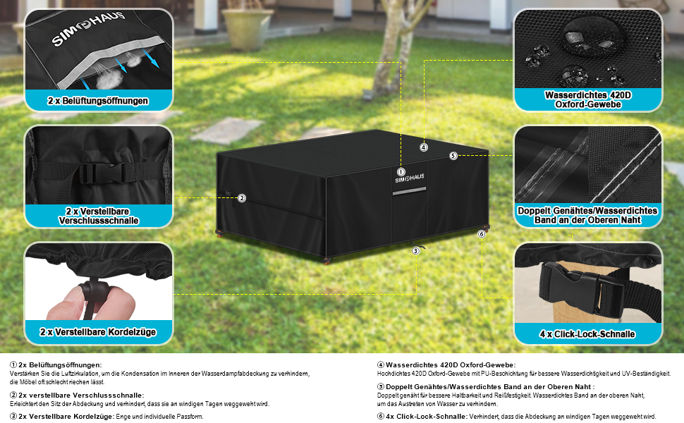 Захисний чохол для садовой меблів: стіл, вологостійкий, 220x140x75 см, 420D Oxford