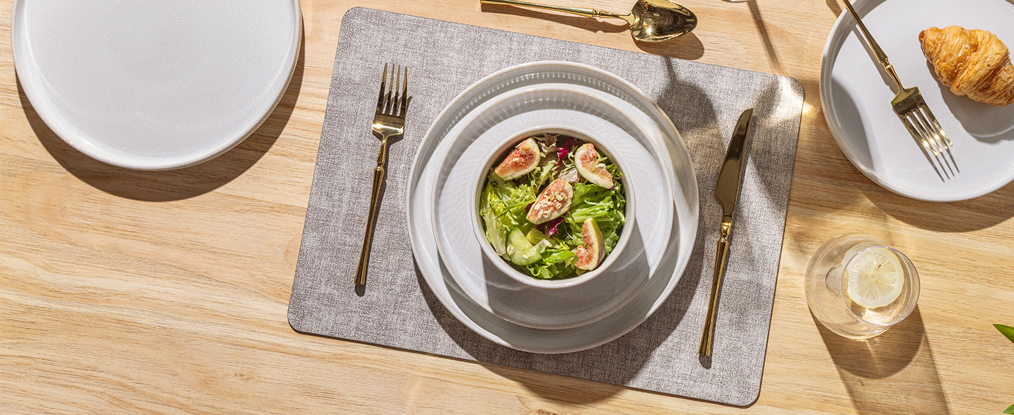 Набір посуду GBhome з реактивної глазурі для 4 осіб (12 предметів), ручної роботи, бежевий колір, миючий посуд, безпечний для мікрохвильової печі, комплект тарілок та мисок