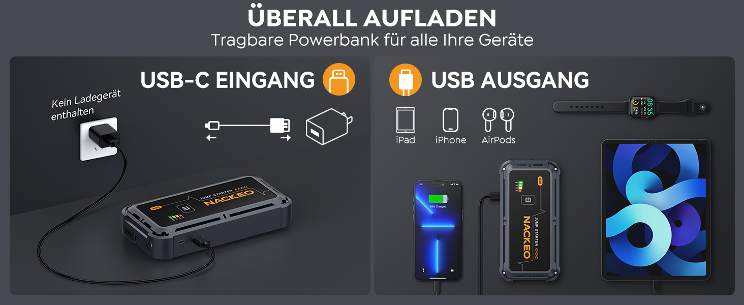 Powerbank для запуску двигуна 7000A - запуск авто, SUV, мотоцикла, вантажівки. 12V, LED ліхтарик, кабель для підключення