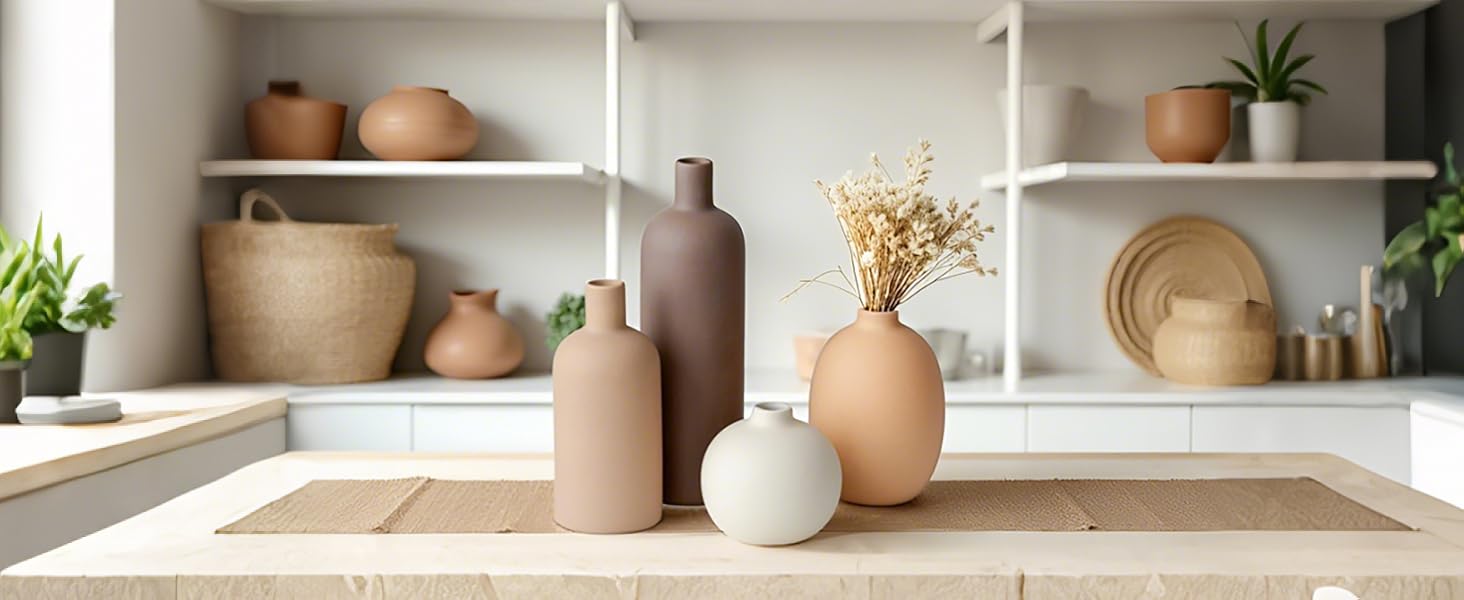 Набір ваз Moderne, 4 шт., кераміка, кольори Morandi, скандинавський стиль, декор для столу, нейтральний бохо
