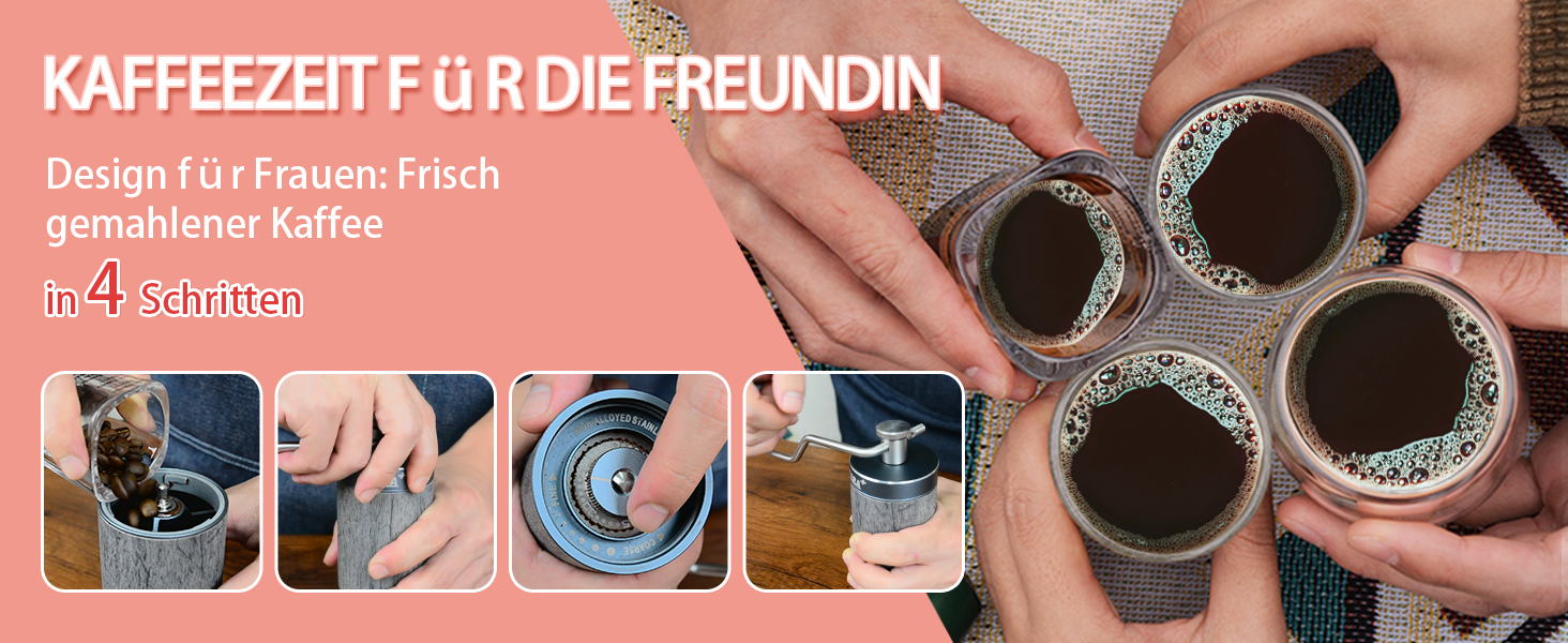 Ручна кавомолка для зерен Kaffee, професійна, з регулюванням помелу (90 позицій) для френч-пресу та пуроверу