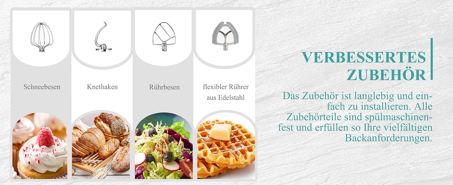 Кухонна машина 5л для замішування тіста: хліб, піца, з таймером, 8 швидкостей, нержавіюча чаша, гак, вінчик, міксер (блакитна)