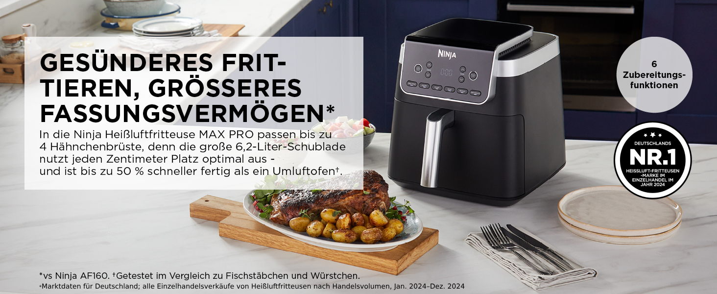 Фритюрниця Ninja Foodi FlexDrawer Dual Zone, 7-в-1, Airfryer, AF500EUCP, чорний & мідний колір