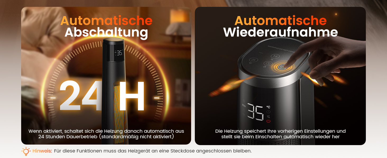 Електричний обігрівач PTC 2000W з керамічним нагрівачем, тихий, з термостатом та пультом дистанційного керування, ECO режим, 70° осциляція, 12h таймер, захист від перегріву та перекидання, чорний, 1 шт.