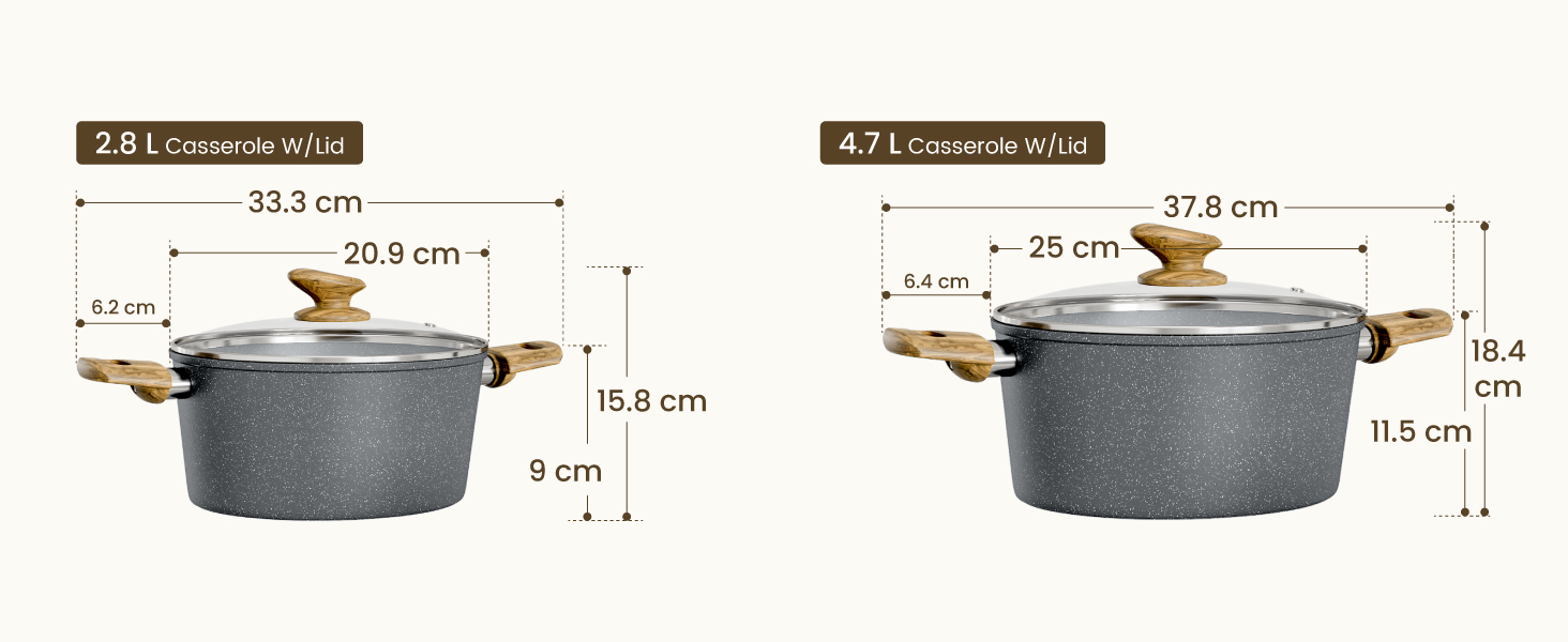 Набір каструль Kitchen Academy Induktion 12 шт. з нержавіючої сталі, сірий граніт, антипригарне покриття, PFOA & PFOS-free