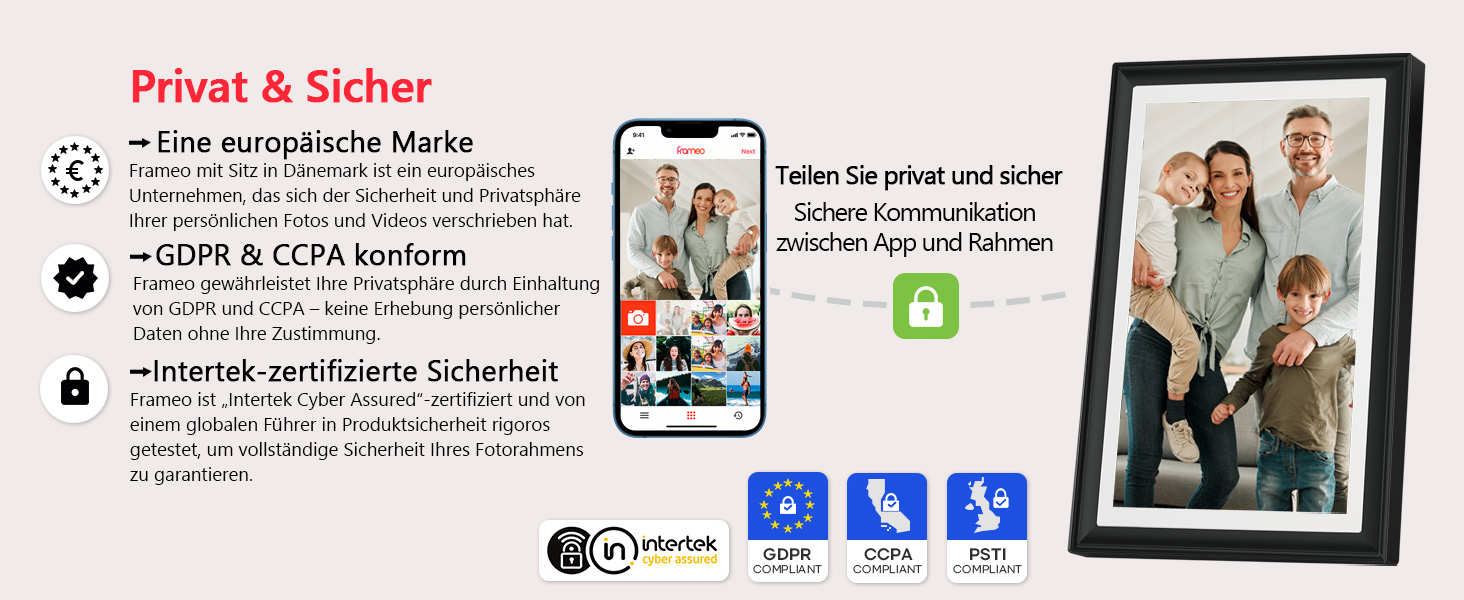 FRAMEO Цифровий фоторамка 15.6 дюймів WiFi, FHD 1920x1080, 32GB, IPS сенсорний екран, автоповорот, кріплення на стіну. Діліться фото та відео через додаток FRAMEO