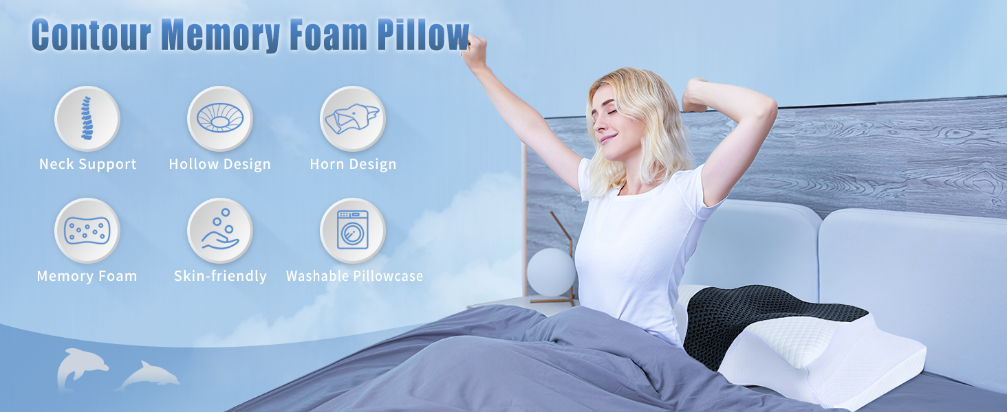 Подушка для шиї Saheyer з Memory Foam, ергономічна ортопедична подушка для сну на боці, покращує якість сну, 70 x 40 x 15/12 см, з чохлом білого та вугільно-сірого кольорів