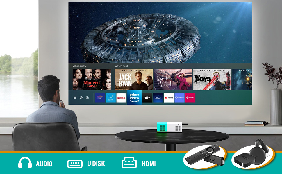 Портативний проєктор Mini Beamer YG300Plus Max: LED проєктор для дому та на відкритому повітрі з HDMI, USB, Type-C та пультом ДУ