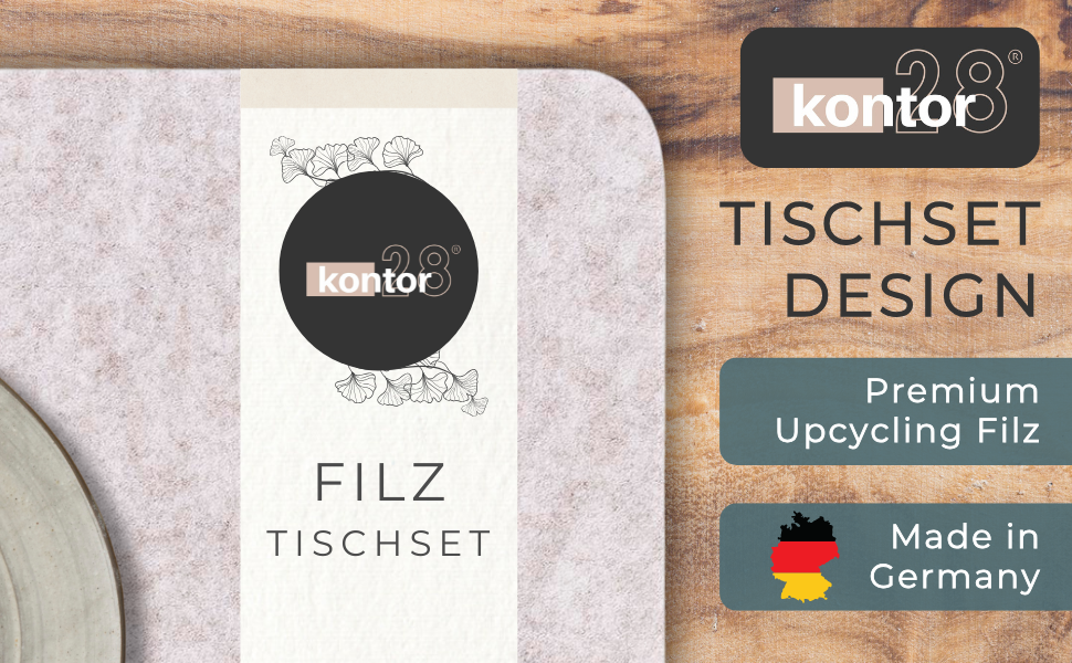 Набір килимків на стіл Kontor28® з фетру (4 шт., бежевий) | З переробленого rPET-фетру, миючі, стійкі до подряпин та тепла | Made in Germany