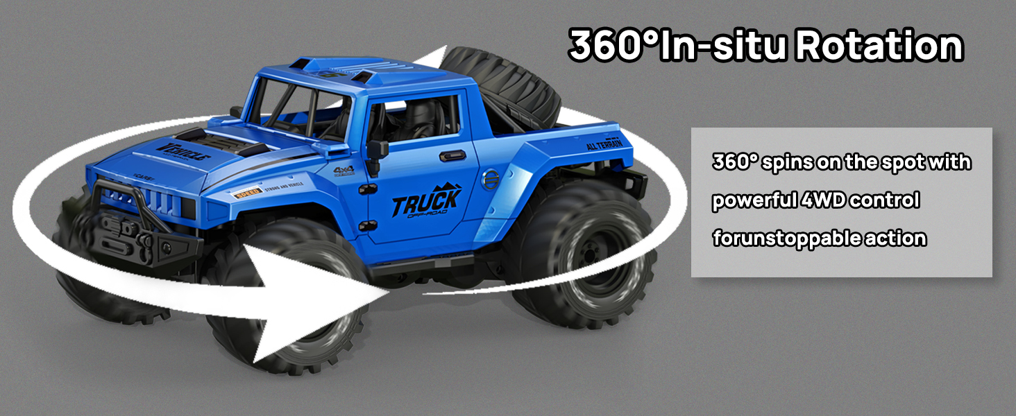 Амфібійний радіокерований позашляховик 1:16, водонепроникний Monster Truck з рюкзаком, світлодіодами та поворотом на 360°