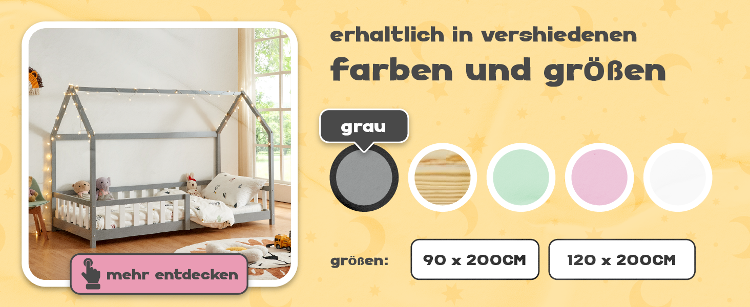 Ліжко дитяче Hesel Hausbett біле 90x200 см з бортиками та ламелями. Монтессорі ліжко-платформа для підлітків. Дерев'яне ліжко від en.casa