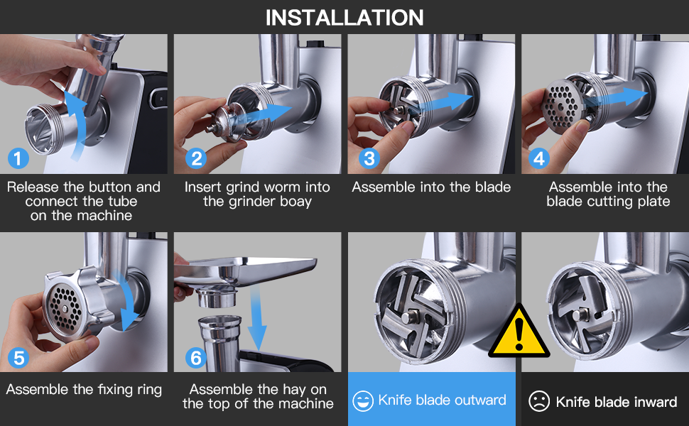 Електричний м'ясоподрібнювач COOCHEER 2000W з 3 насадками для фаршу, ковбас та кіббе | Для дому та дитячого харчування