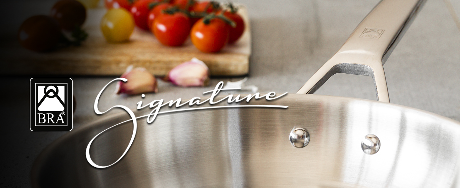 Набір професійних сковорідок BRA Signature (20, 24, 26 см) з нержавіючої сталі 18/10, для всіх типів плит та індукції