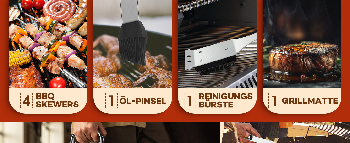 Набір гриль-посуду DRAGON RIOT з нержавіючої сталі, 29 предметів. Преміум-набір аксесуарів для гриля з лопаткою в алюмінієвому кейсі. Ідеальний подарунок для чоловіків, BBQ, для приготування їжі на відкритому повітрі.