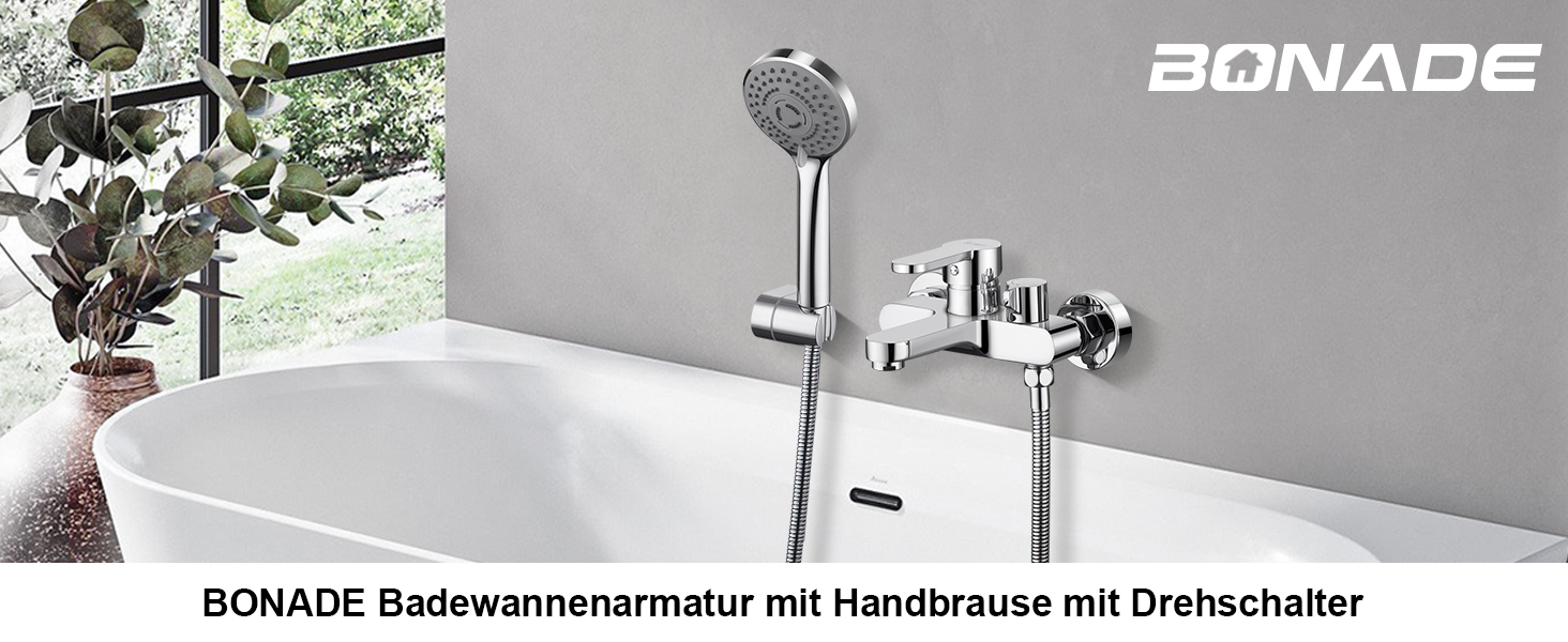 Змішувач для ванни з тропічною дощурою, набір для ванної кімнати (хром) BS111