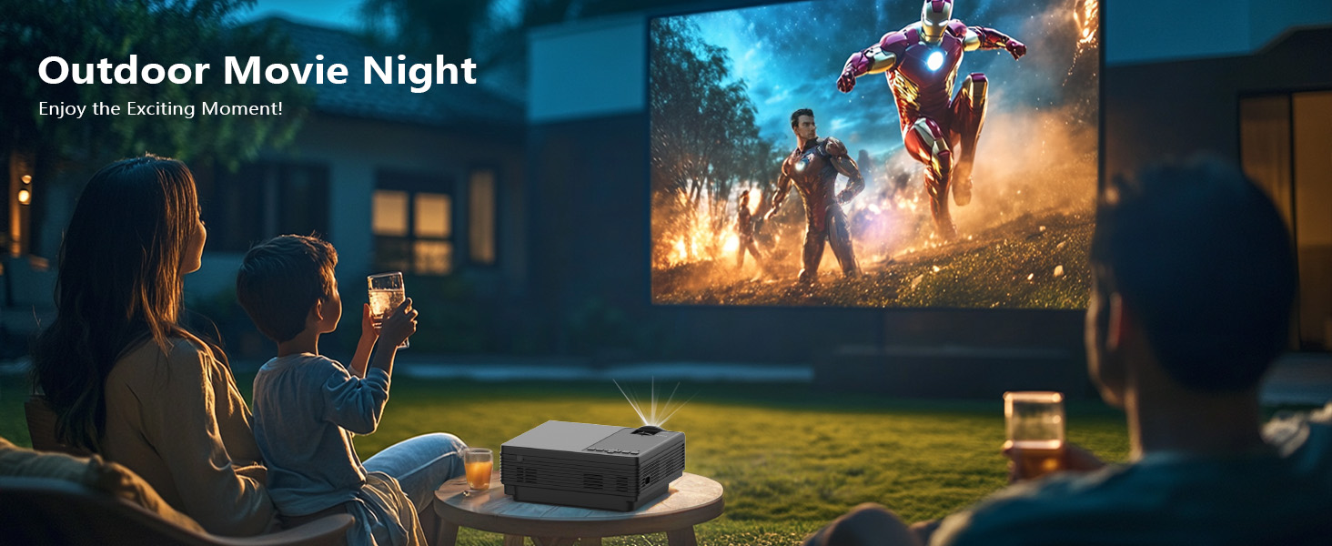 Staratlas Міні проєктор Full HD 1080P з Wi-Fi та Bluetooth, портативний для iPhone, 5G, Short Throw для домашнього кінотеатру, HDMI, USB, VGA, з динаміком