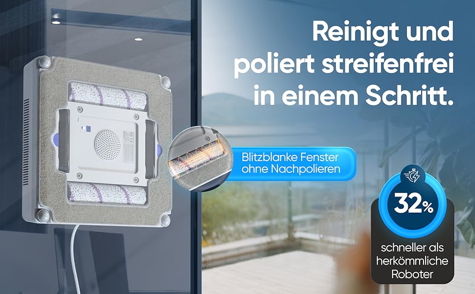 Робот для миття вікон Winbot Roboclean з пульверизатором, анти-падіння та керуванням через додаток