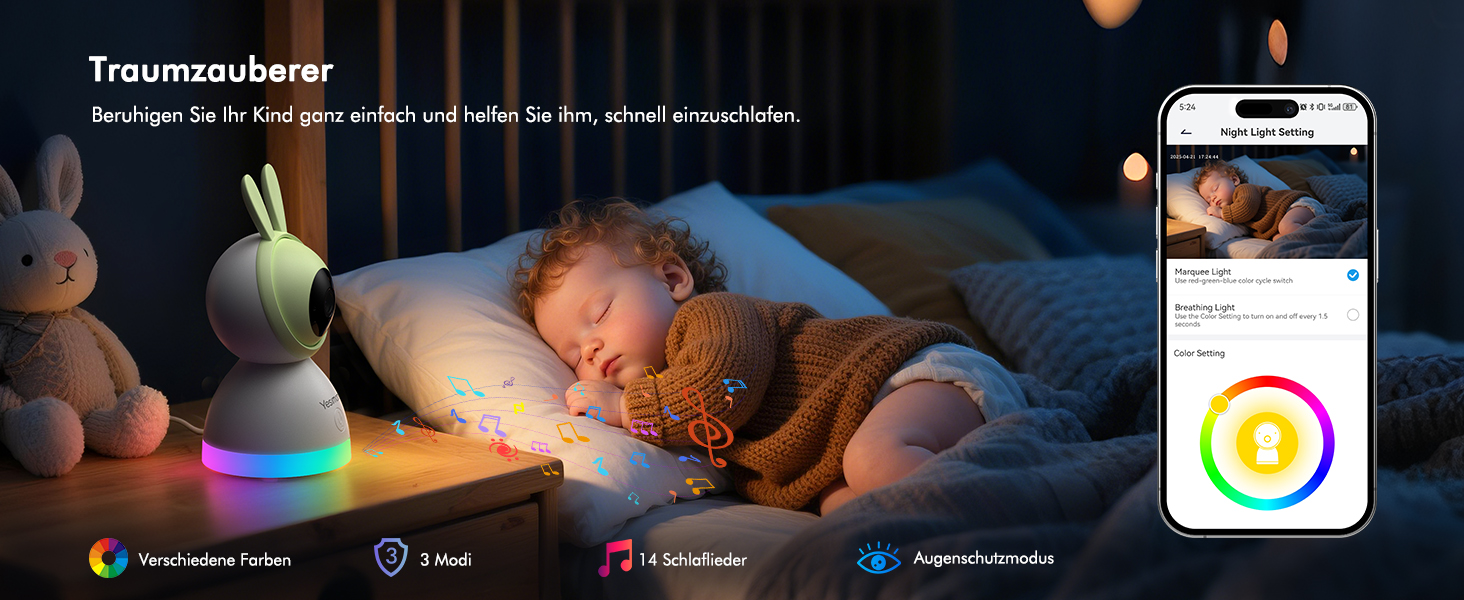 Відеоняня з камерою 1080P HD PTZ 360° та Wi-Fi: монітор для немовлят з додатком, нічним баченням, 4x Zoom, детекцією руху/звуку, двостороннім аудіо, автотрекінгом та сповіщеннями | 8SM