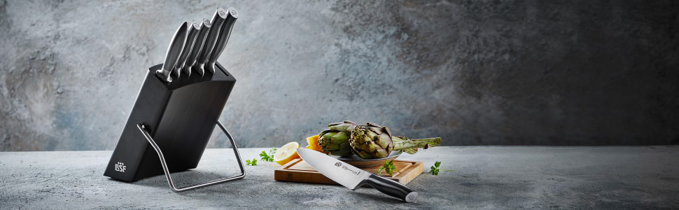 Набір ножів BSF Atlanta 7 предметів у дерев'яному блоці, нержавіюча сталь, антрацит