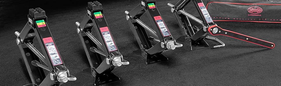 Гідравлічний домкрат Heyner 2т з чохлом, тріскачкою 17мм та гумовою накладкою (98-442мм) | Автомобільний домкрат-ножиці, сертифікат TÜV/GS