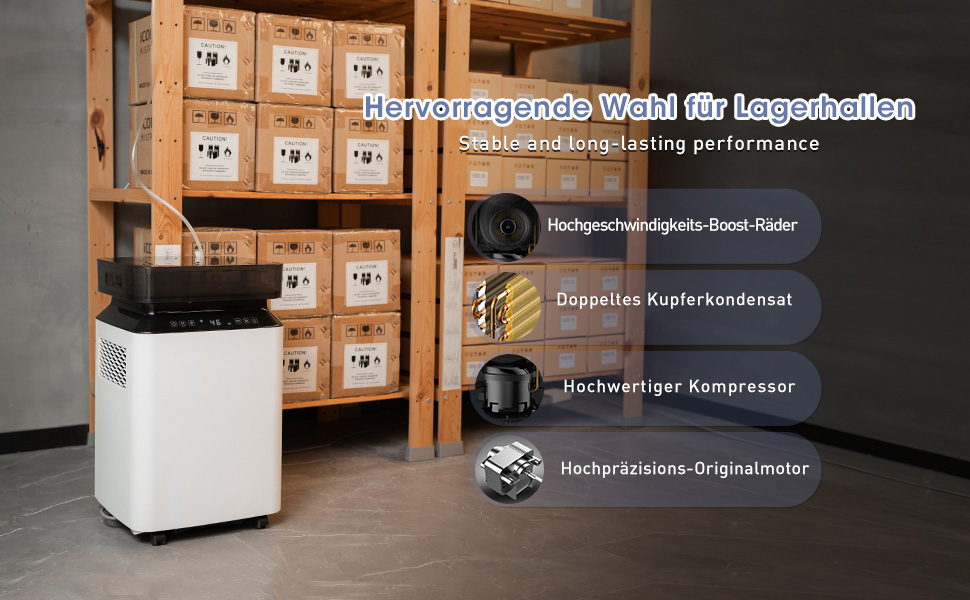 Електричний осушувач повітря з помпою: компресорний осушувач 80л/день, 8л бак, 400 м³/год, смарт гігростат, тихий, для підвалу/квартири/офісу/ванної кімнати/спальні, чорний & білий