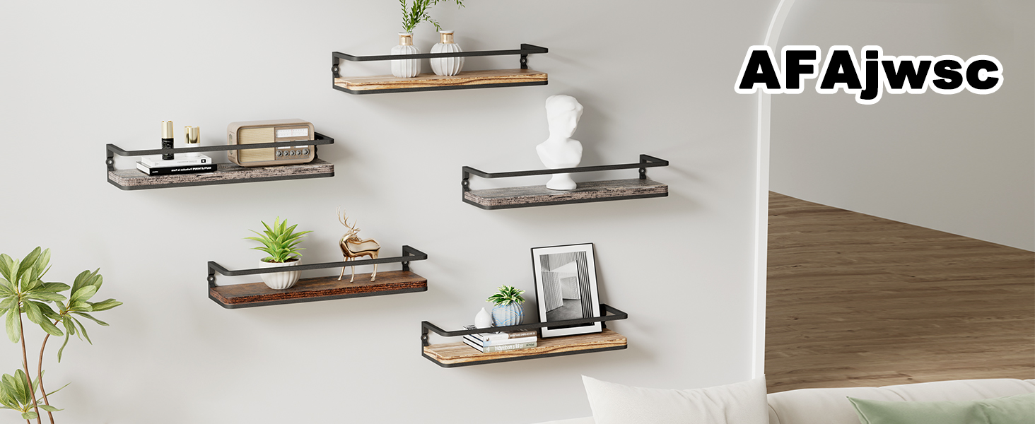 Полиця настінна дерев'яно-металева Wandregal 2 шт 42 см коричнево-чорна для ванної, спальні, вітальні, кухні, офісу