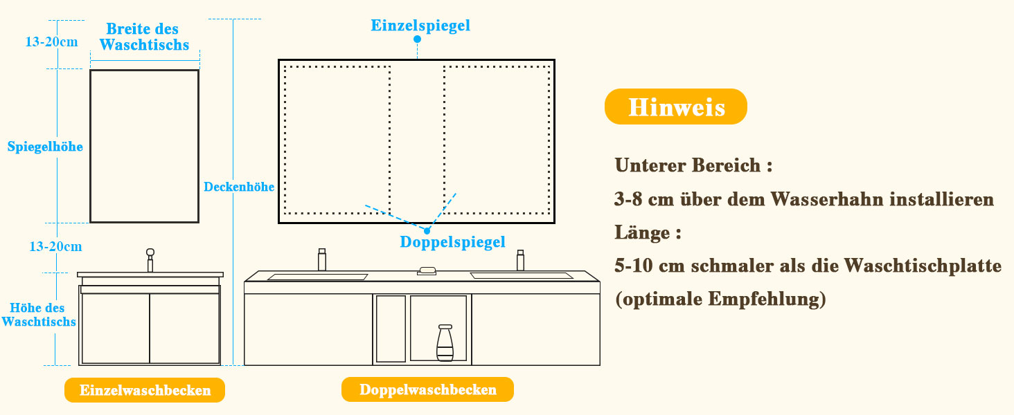 Дзеркало для ванної кімнати з підсвічуванням Badspiegel 50x70см LED, антизапар, сенсорне керування, регулювання яскравості, 3 кольори світла, настінне, горизонтальне/вертикальне