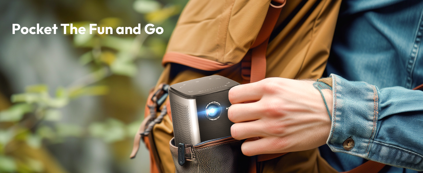 BYINTEK P70 Mini 3D проектор: портативний LED проектор з Wi-Fi, Android 9.0, підтримка 1080P/4K, акумулятор, сумка та штатив (сірий)