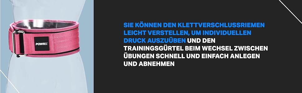 Пояс для важкої атлетики PowrX - Високоякісний і регульований фітнес-пояс для тренувань - самофіксуюча підтримка спини для важкої атлетики, пауерліфтингу та станової тяги (рожевий)