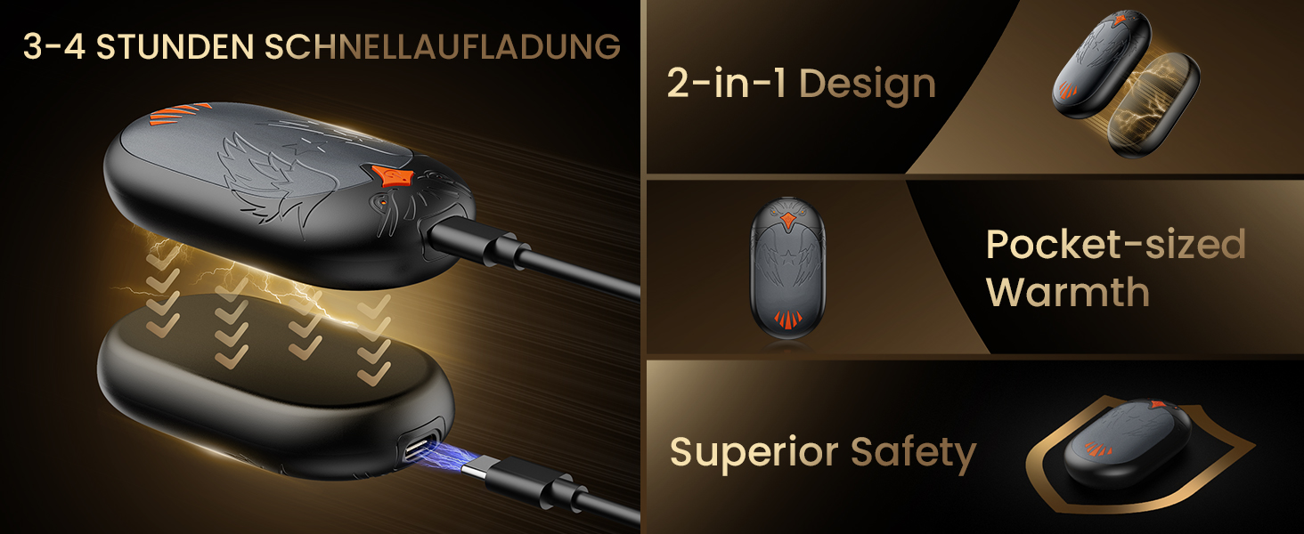 Електричні грілки для рук 2 шт. - USB, 3 режими нагріву, 24 години тепла, для активного відпочинку взимку (сірий)