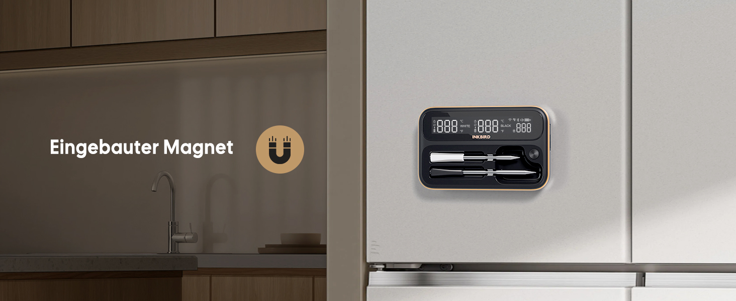 Бездротовий термометр Inkbird INT-12-BW для приготування на грилі, м'яса та випічки: Bluetooth 5.4, Wi-Fi, водонепроникний (IP67)