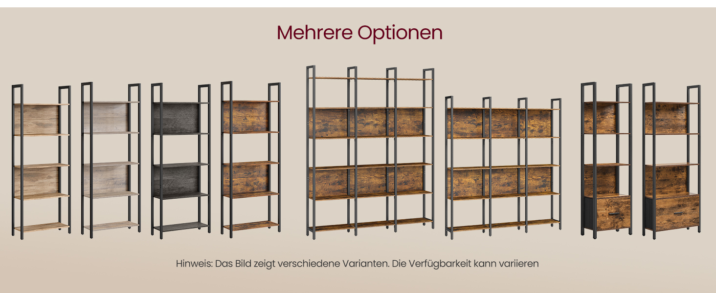Стелаж VASAGLE з 5 полицями: для кухні, офісу, вітальні. Сталевий каркас, індустріальний дизайн, розмір 24x128x154,1 см, колір vintagebraun-tintenschwarz