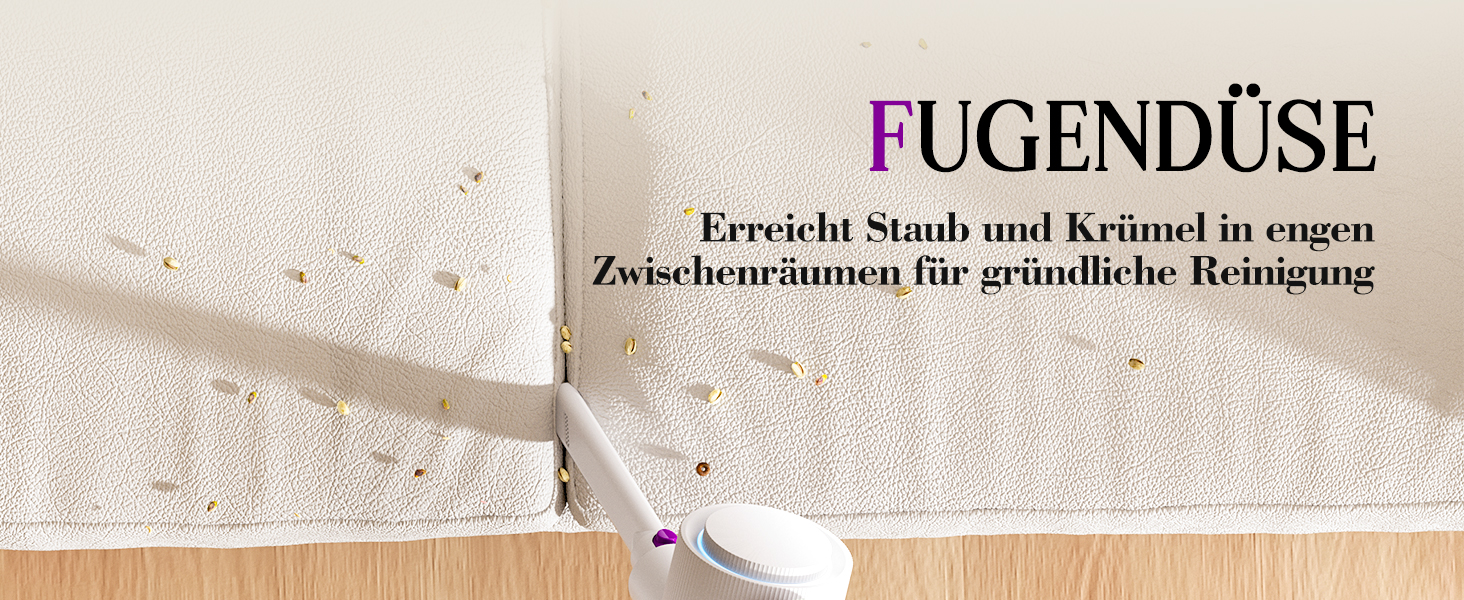 Бездротовий акумуляторний пилосос 45000 Па, 60 хв, 1,75 кг, 6-в-1 з сенсорним екраном, LED-підсвіткою, антизаплутувальною щіткою та зарядною станцією, 7-шарова фільтрація для шерсті тварин, килимів, твердих поверхонь, авто, білий з фіолетовим