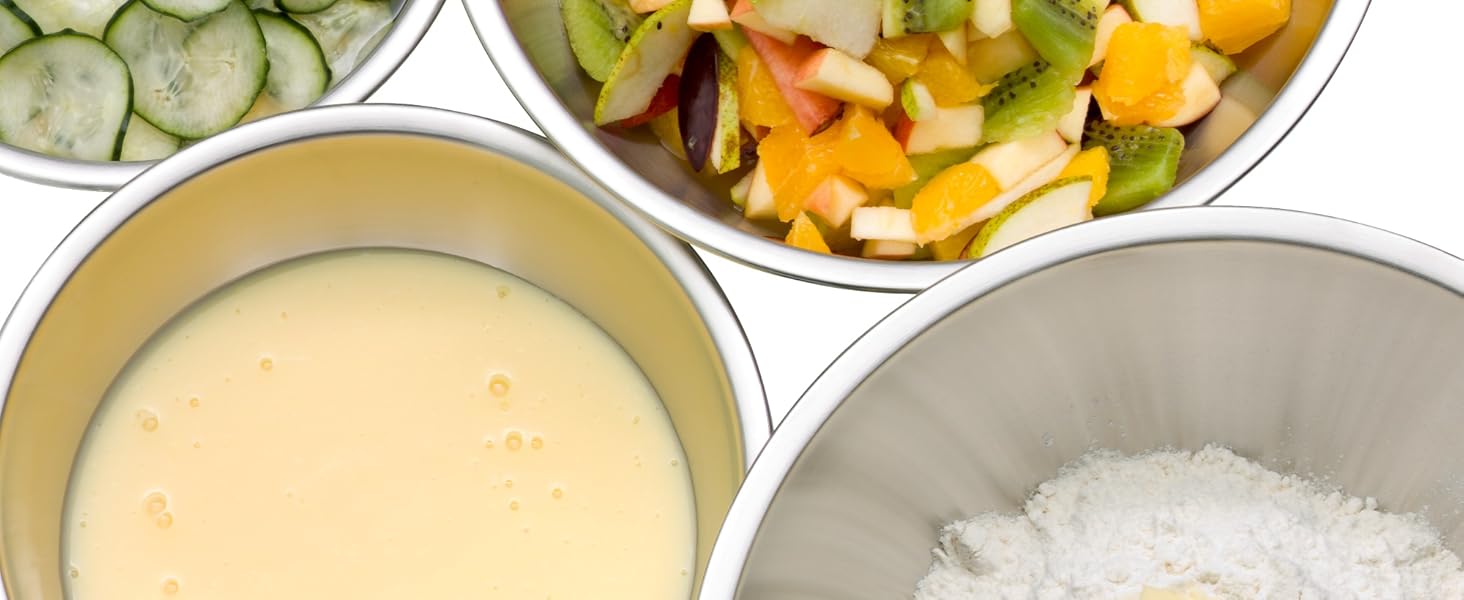 Набір кухонних мисок WMF Function Bowls, 2 шт., діаметр 22 та 24 см, Cromargan нержавіюча сталь, багатофункціональні (для замішування, салатів, подачі), складаються