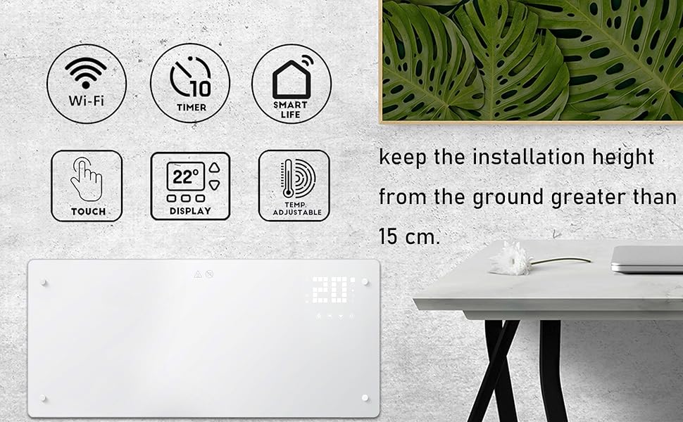 Конвектор DONYER POWER 2500W з Wi-Fi, 24H таймер, дистанційне керування, ультратонкий, настінний/підлоговий, білий