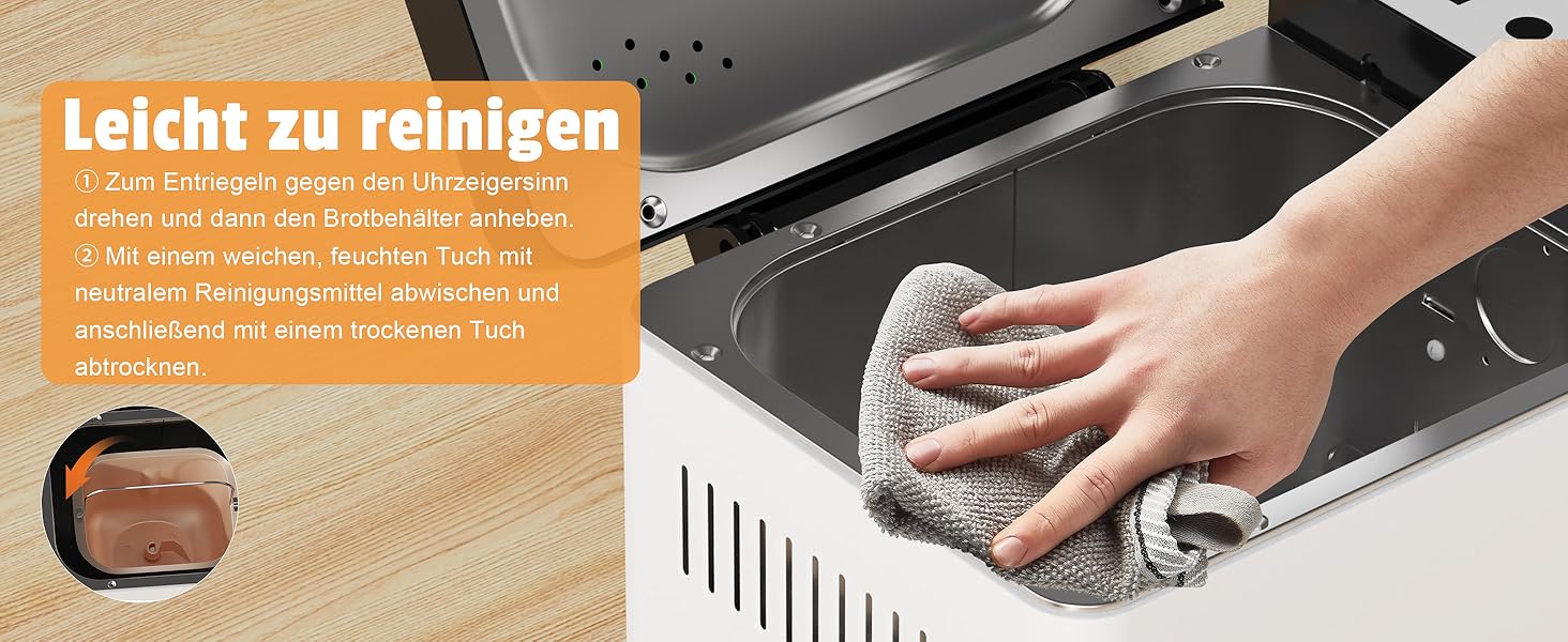 Бротбекмашина Karinear з 20 програмами, рукавичками, таймером на 15 годин, нержавіючою сталлю, 3 розмірами хліба та вибором кольору скоринки (білий, чорний)