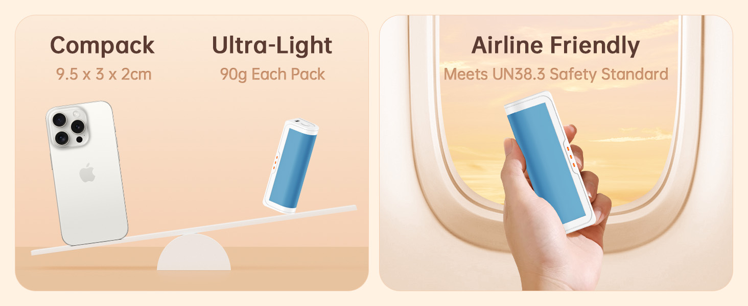 Jonwall Електричні кишенькові грілки для рук (2 шт.), USB-зарядка, 3 режими нагріву, для кемпінгу, гольфу, теплий подарунок (блакитні)