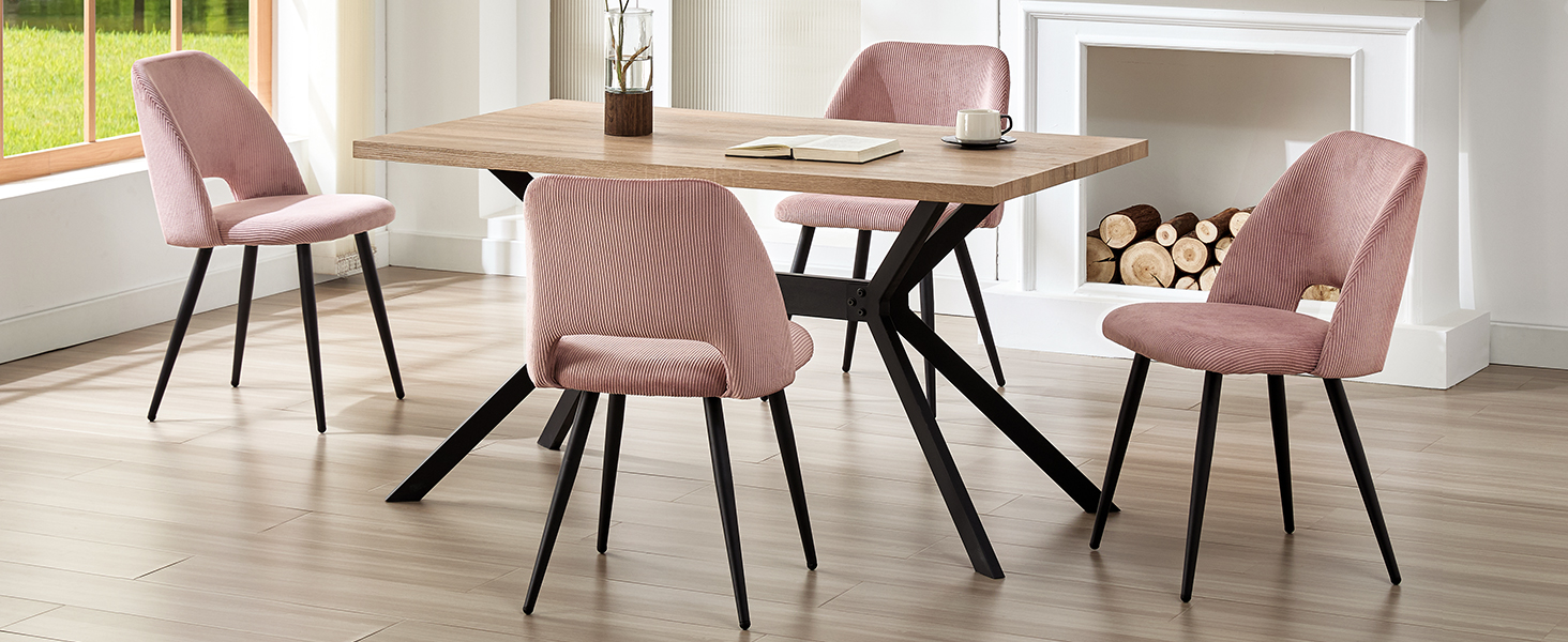 Набір з 4-х обідніх стільців, кухонний стілець з тканини Cord, м'які стільці для обідньої, кухонної, вітальні та спальні, багатокольорові