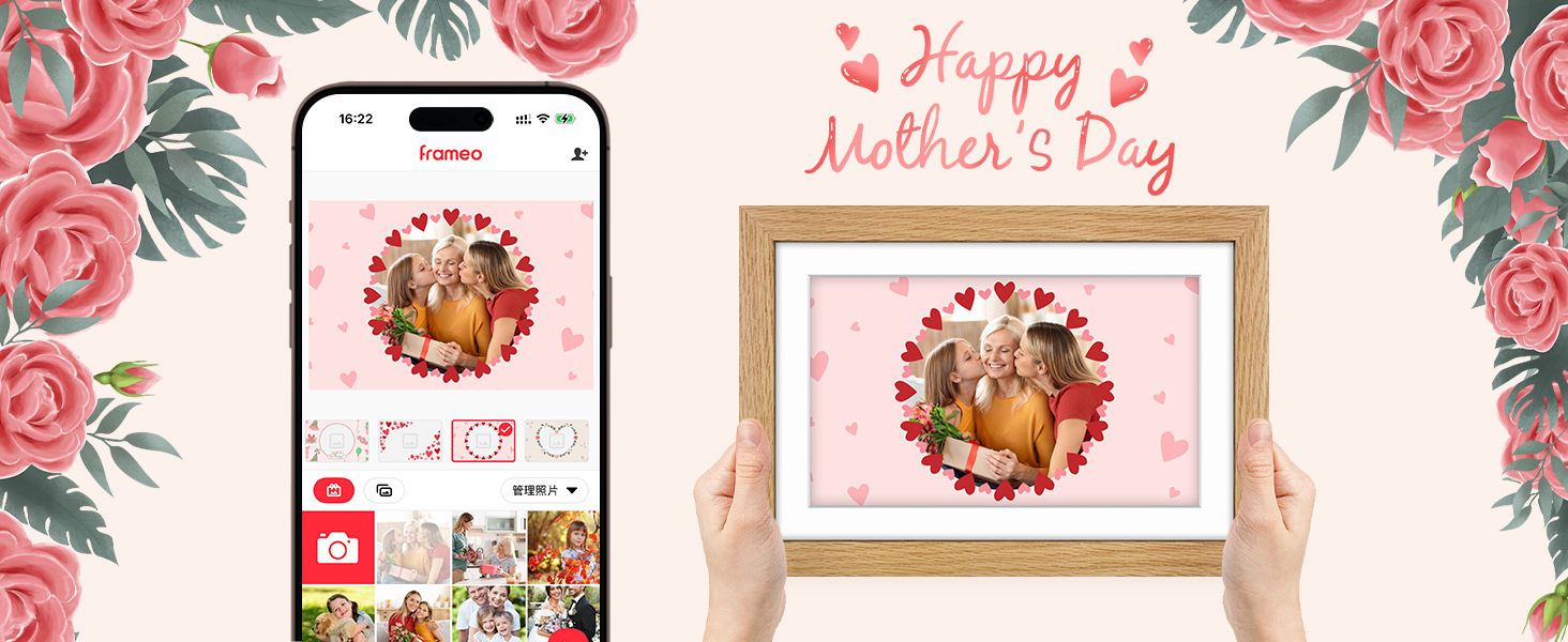 Цифровий фоторамка з дерева, Wi-Fi, 32GB, 10.1