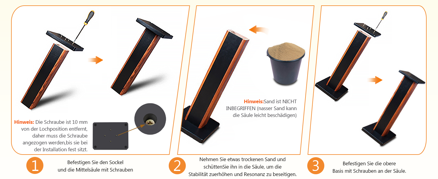Стійки під колонки Holz Braun Schwarz, 70 см – Преміум стійкі для дому та студії з прихованою проводкою