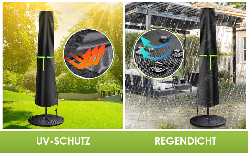 Чохол для парасольки GEMITTO, захисна накидка для парасольки, водонепроникний, для парасольки від 2 до 4 м, 420D, захист від сонця та вітру