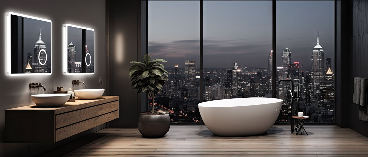 LED дзеркало для ванної кімнати 80x60 см з підсвічуванням, диммування, антизапар, 3 кольори світла, IP44, функція пам'яті, горизонтальне/вертикальне кріплення