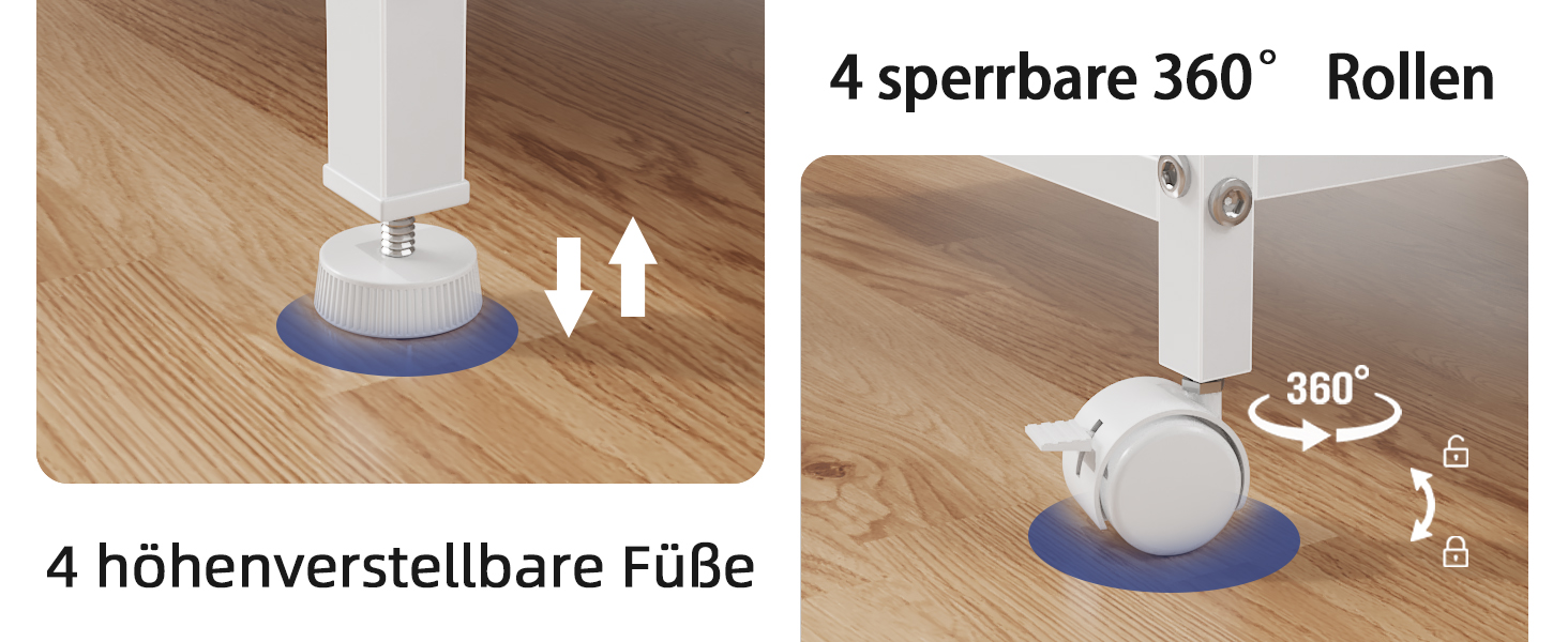 Тристопельний стіл для принтера з розеткою та USB-портами, регульовані полиці, роликовий стійка для дому/офісу, для 3D/лазерного друку, термопреса (білий, 60 см)