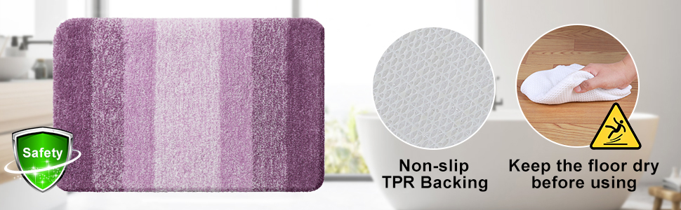 Килимок для ванної кімнати Homaxy, 60x120 см, антиковзаючі, миючий, з м'якого ворсу, з мікрофібри, швидковисихаючий, фіолетовий