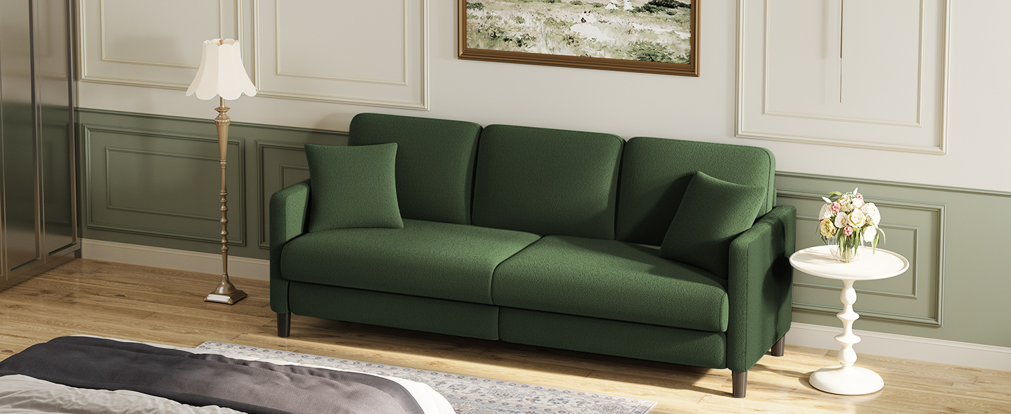 Зручне диванчик для підліткової кімнати: компактний диван на 2 місця з масиву дерева (зелений, 211 см)