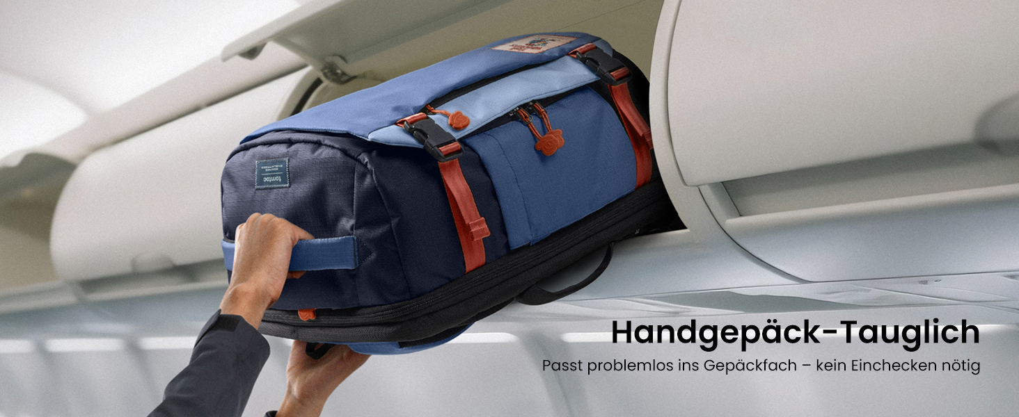 Дорожній рюкзак tomtoc 28L/40L для подорожей та літака, TSA-сумісний рюкзак для ручної поклажі (Coastal Blue-ripstop)