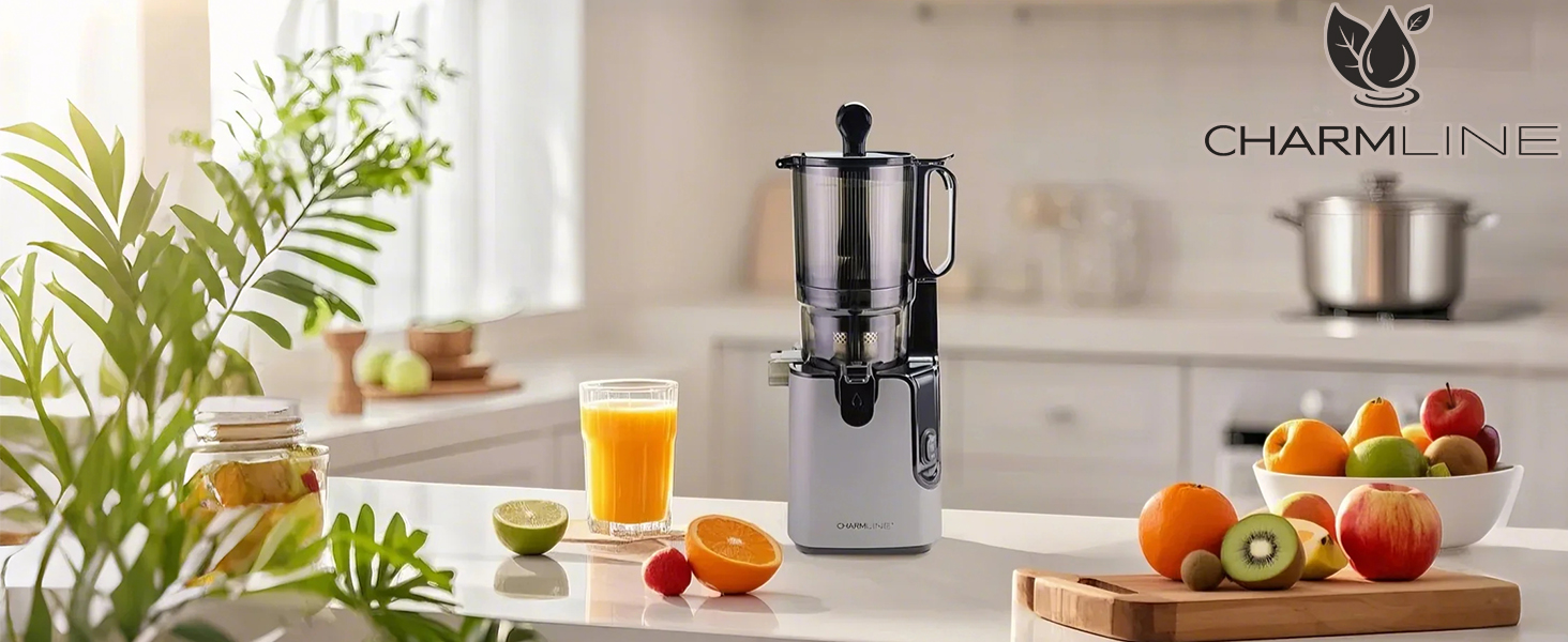 Charmline Slow Juicer: повільний соковитискач для фруктів та овочів, 1,8л, легке очищення